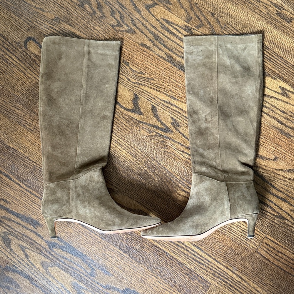 J. CREW Olive/ Khaki suede Knee-High Boots - Picture 2 of 5